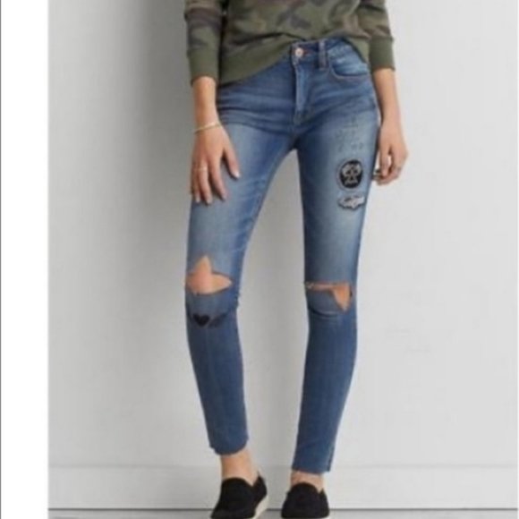 American Eagle Outfitters Denim - * ❤️ AMERICAN EAGLE Open Road embroidered distressed jegging SIZE: 0